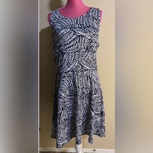 Perceptions Navy and White Patterned Dress
